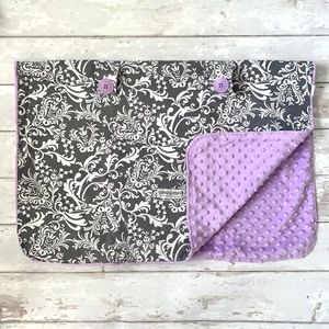 Car Seat Canopy Belle Design Purple & Gray Baby Carseat Fleece Minky Back